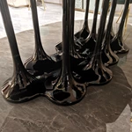 Gilded Crackle Dining Table with Fluid Black Pedestals